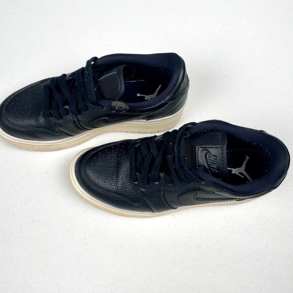 Nike Air Jordan 1 Low Lifted Platform Sneakers Womens 6 Black Premium Leather - Picture 8 of 12